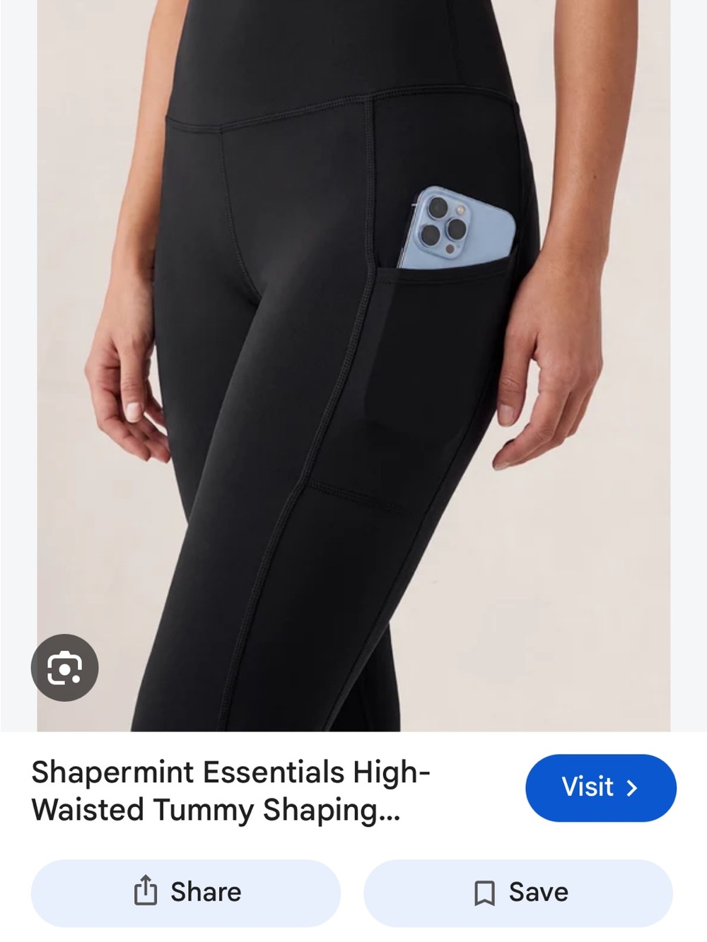Shapermint Black High-Waist Tummy-Sculpt Leggings with Side Pocket